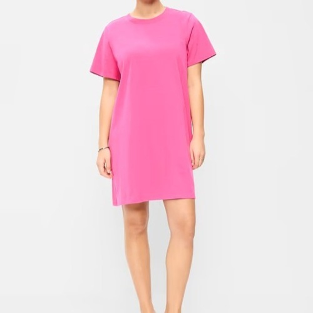 Old Navy 100% Cotton Short Sleeve Crew Neck T-Shirt Mini Dress Womens Large Pink